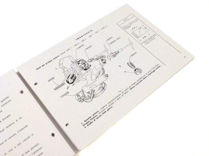 Werkplaatshandboek (Italiaans) -VESPA- Vespa (1955-1966) Largeframe/Smallframe - VN, VNA, VNB, VL, VB1, VBA1, VBB, GL150 (VLA), Sprint150 (VLB), Super (VNC/VBC), GS150 (VS1-5), GS160/GS4 (VSB), SS180 (VSC), V50 (V5A), V90 (V9A1T), SS90 (V9SS), Nuova