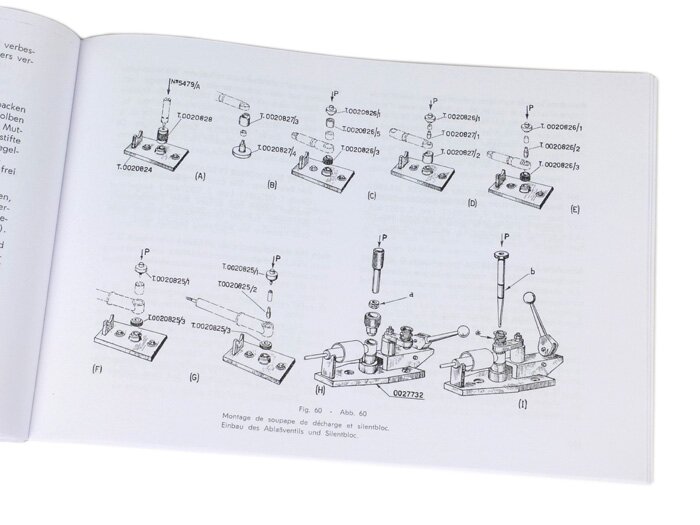 Werkplaatshandboek (Duits/Frans) -VESPA- Vespa (1955-1966) Largeframe - VN, VNA, VNB, VL, VB1, VBA1, VBB, GL150(VLA), Sprint150(VLB), Super(VNC/VBC), GS150(VS1-5), GS160/GS4(VSB), SS180(VSC)