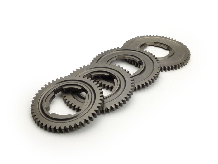 Kit pignons de vitesse -QUALITÉ OEM- Vespa V50, V90, 50N, PV125, ET3, SS50, SS90, PK S, PK XL1, PK XL2, ETS - (46, 50, 54, 58 dents)