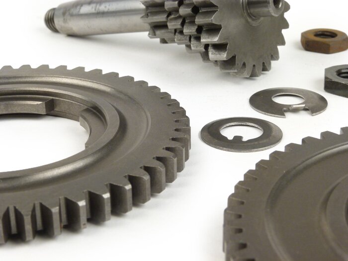 Versnellingsbak -CIF versnelling- Vespa V50, V90, 50N, PV125, ET3, SS50, SS90, PK S, PK XL1, PK XL2, ETS - (46, 50, 54, 58 tanden) - tandwielset incl. hulpas en schakelklauw