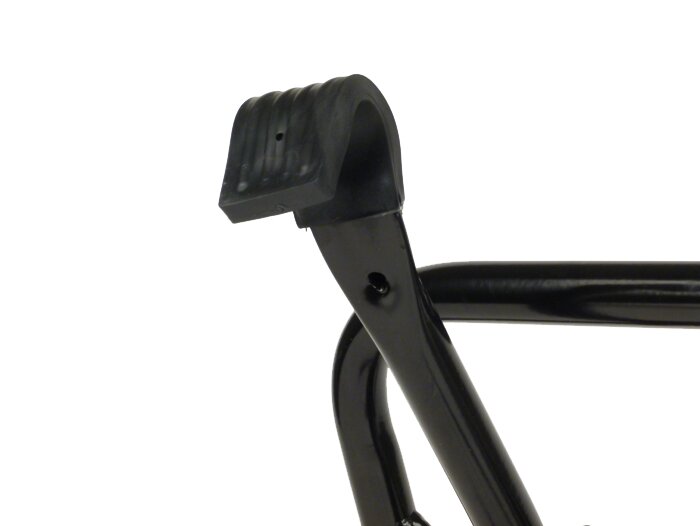 Front rack, fold down -FACO medium distance from the legshield- Vespa Smallframe V50, PV125, ET3,  Vespa Largeframe Rally180, Vespa Rally200, Sprint150, TS125, GT125, GTR125, Vespa PX80, PX125, PX150, PX200 - black