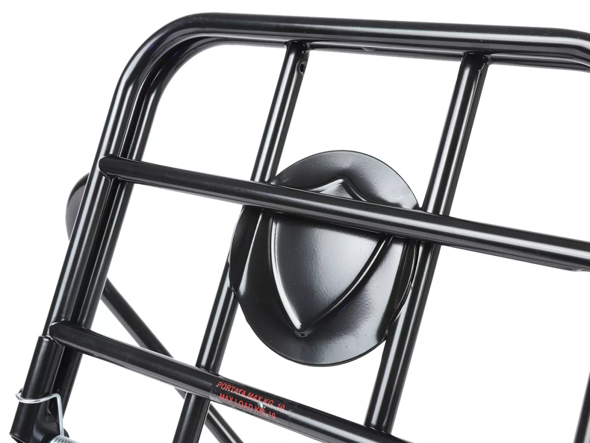 Portaequipajes trasero plegable + soporte rueda de repuesto -AMS CUPPINI- Vespa V50 9 pulgadas - 50 S(V5A1T, 1964), 50 L (V5A1T), 50 Special (V5A2T), 50N (V5A1T), V90 (V9A1T) - negro