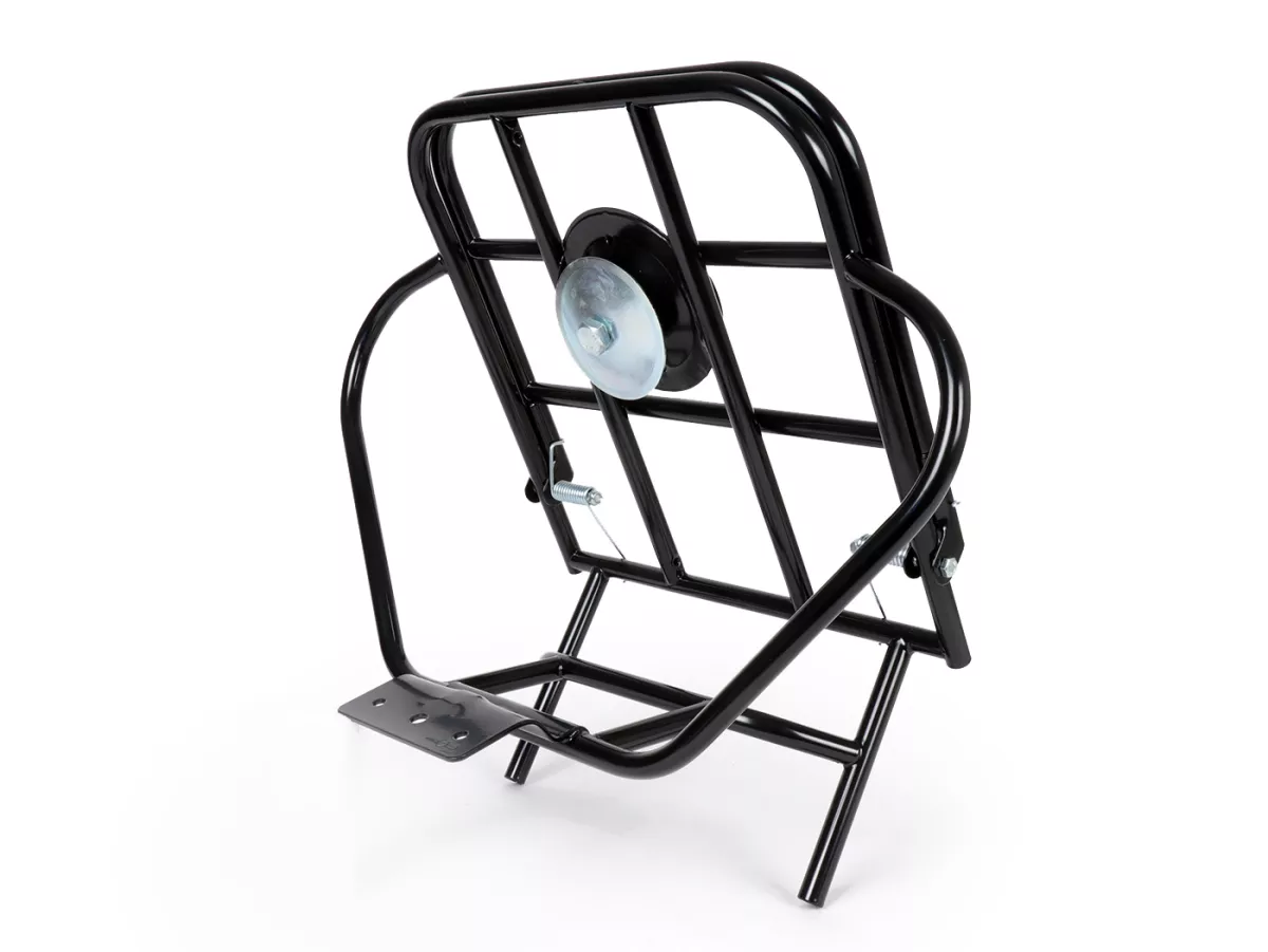 Portaequipajes trasero plegable + soporte rueda de repuesto -AMS CUPPINI- Vespa V50 9 pulgadas - 50 S(V5A1T, 1964), 50 L (V5A1T), 50 Special (V5A2T), 50N (V5A1T), V90 (V9A1T) - negro