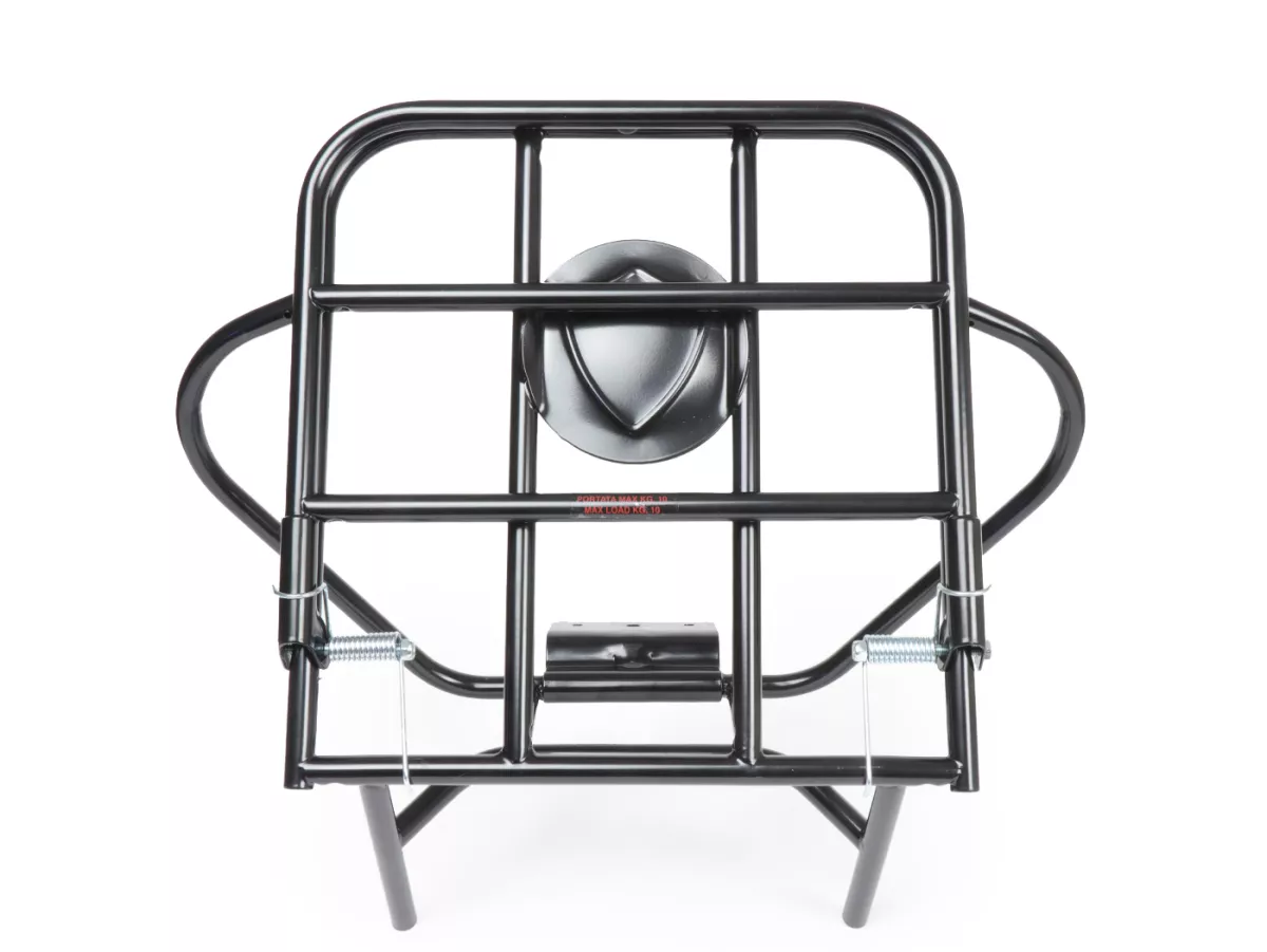 Portaequipajes trasero plegable + soporte rueda de repuesto -AMS CUPPINI- Vespa V50 9 pulgadas - 50 S(V5A1T, 1964), 50 L (V5A1T), 50 Special (V5A2T), 50N (V5A1T), V90 (V9A1T) - negro