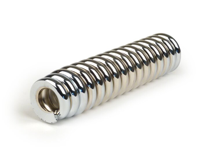 Shock absorber spring front -ROLLERLADEN l=145mm, 25% harder (wire Ø8mm)- Vespa Wideframe (Models without front shock absorbers) V1-15, Hoffmann HA 1949-1951 (-26959) - chrome