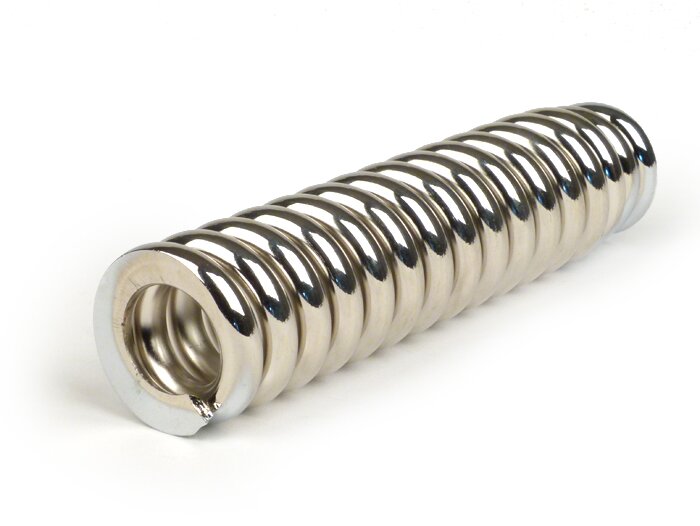 Shock absorber spring front -ROLLERLADEN l=145mm, 25% harder (wire Ø8mm)- Vespa Wideframe (Models without front shock absorbers) V1-15, Hoffmann HA 1949-1951 (-26959) - chrome