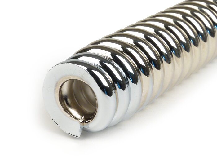 Shock absorber spring front -ROLLERLADEN l=145mm, 25% harder (wire Ø8mm)- Vespa Wideframe (Models without front shock absorbers) V1-15, Hoffmann HA 1949-1951 (-26959) - chrome