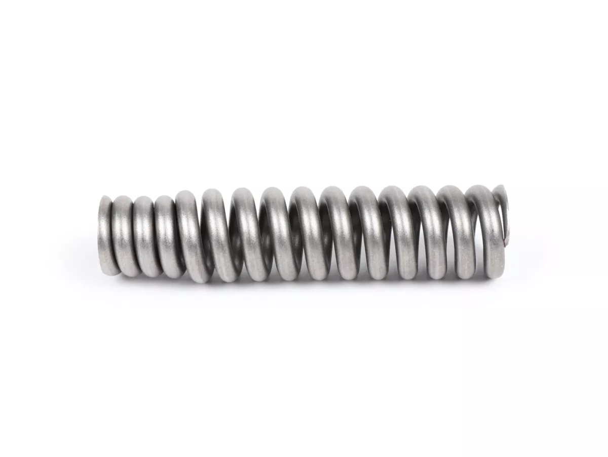 Pegas peredam kejut depan -NAGY BLECHROLLER l = 145mm, 33% lebih keras (ketebalan kawat Ø7.5mm) - Vespa Wideframe (model tanpa peredam kejut depan) V1-15, Hoffmann HA 1949-1951 (-26959), Allstate Wideframe (VA2-8T), Largeframe Super Cruisaire (VA9-11T), C