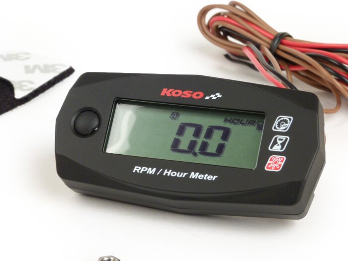 Tachometer & hour meter -KOSO Mini Style- universal (69.8mmx34.4mmx17.2mm)