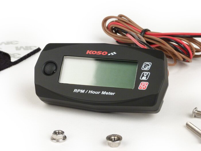 Tachometer & hour meter -KOSO Mini Style- universal (69.8mmx34.4mmx17.2mm)