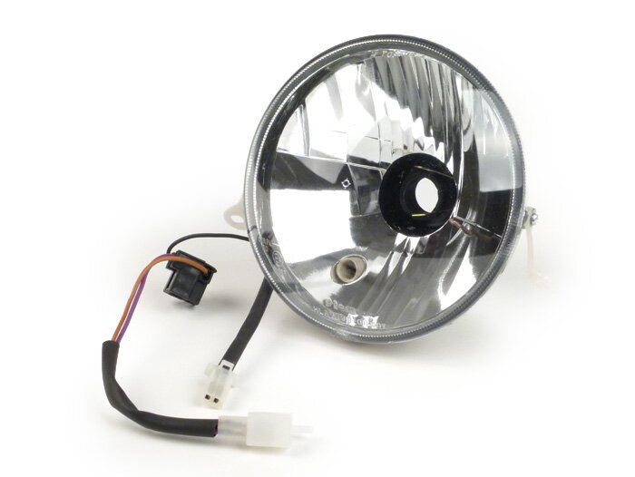 Headlight -FIEM Ø=146mm- LML Star (can be used on Vespa PX EFL) - H4, clear glass, right hand traffic