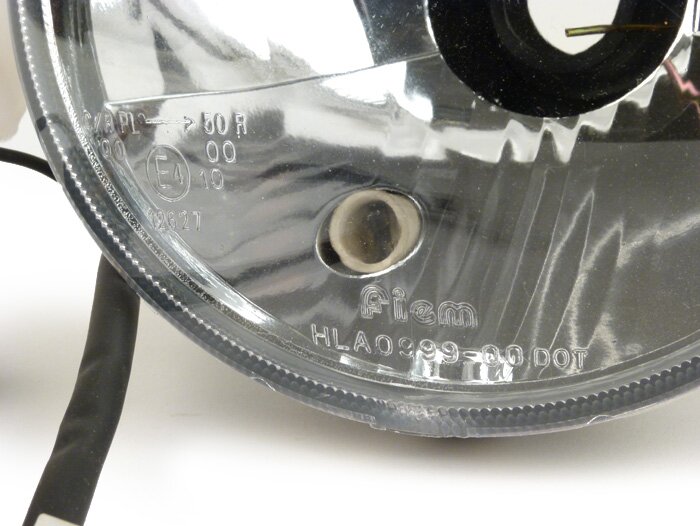 Headlight -FIEM Ø=146mm- LML Star (can be used on Vespa PX EFL) - H4, clear glass, right hand traffic
