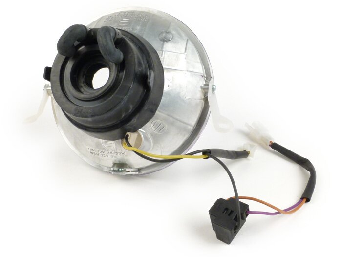 Headlight -FIEM Ø=146mm- LML Star (can be used on Vespa PX EFL) - H4, clear glass, right hand traffic