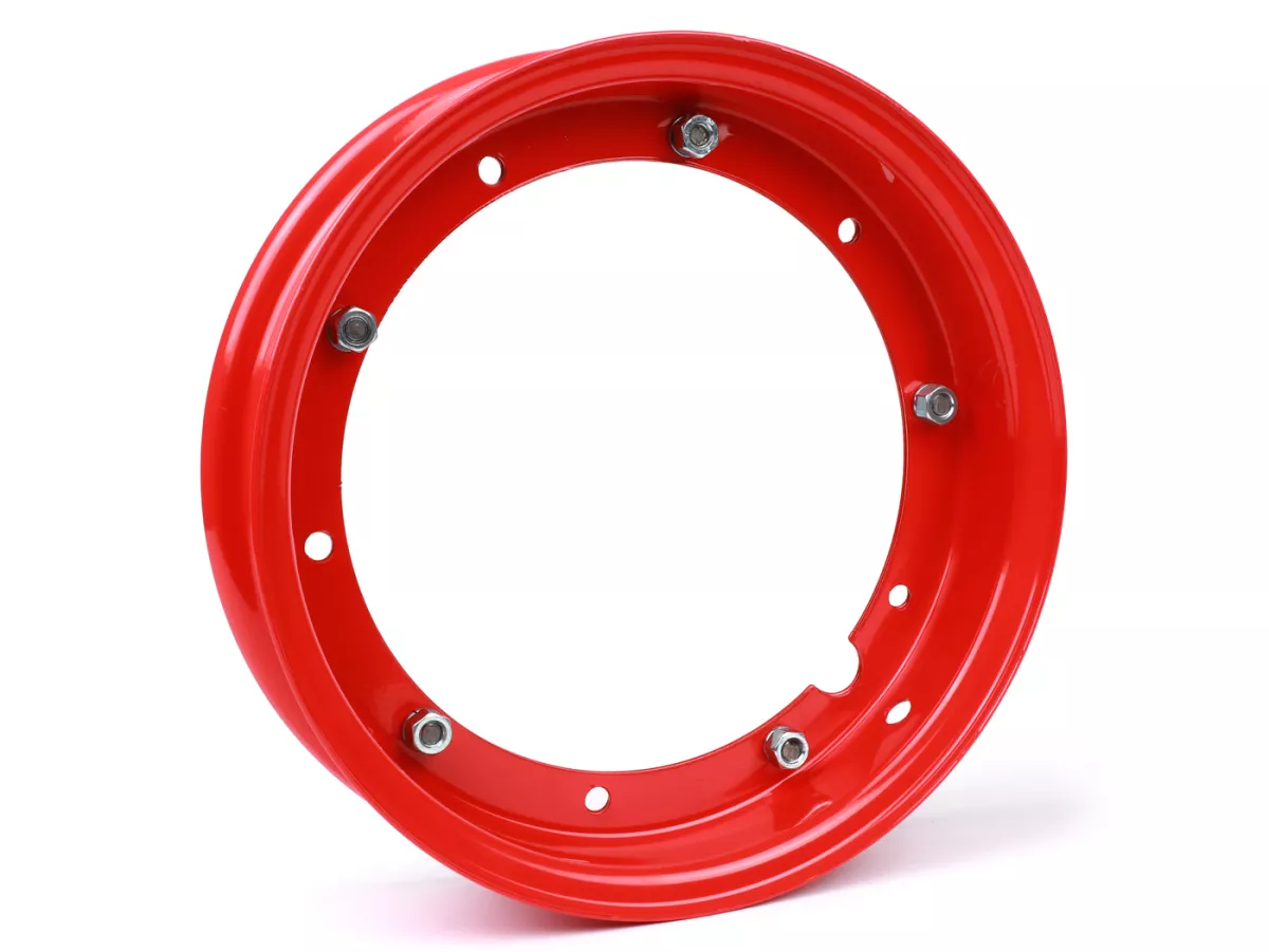 Roda -FA ITALIA 2.10-10 inci, baja- Vespa (tipe PX) - Vespa Rangka Kecil V50, 50N, Khusus, PV, ET3, PK50-125 (S/XL/XL2), Rangka Besar PX, T5, Sprint, Rally, GT/GTR, LML Star, Deluxe - merah
