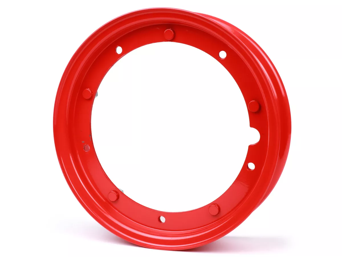 Roda -FA ITALIA 2.10-10 inci, baja- Vespa (tipe PX) - Vespa Rangka Kecil V50, 50N, Khusus, PV, ET3, PK50-125 (S/XL/XL2), Rangka Besar PX, T5, Sprint, Rally, GT/GTR, LML Star, Deluxe - merah