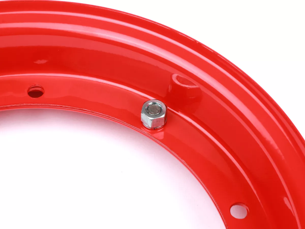 Roda -FA ITALIA 2.10-10 inci, baja- Vespa (tipe PX) - Vespa Rangka Kecil V50, 50N, Khusus, PV, ET3, PK50-125 (S/XL/XL2), Rangka Besar PX, T5, Sprint, Rally, GT/GTR, LML Star, Deluxe - merah