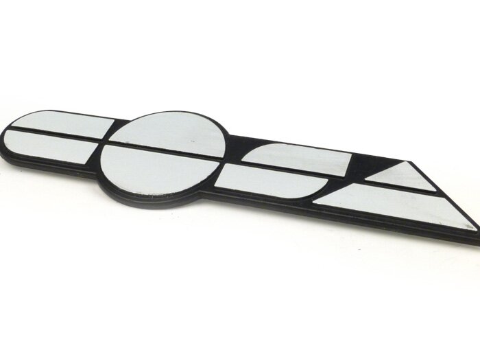 Badge side panel -VESPA- Cosa- Vespa Cosa 125 (VNR1T, VNR2T), Cosa 150 (VLR1T), Cosa 200 (VSR1T)
