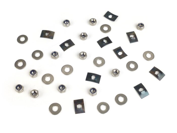Rear footboard strip fastener kit -MB DEVELOPMENTS stainless steel- Lambretta LI (series 3), LIS, SX, TV (series 3), GP, DL