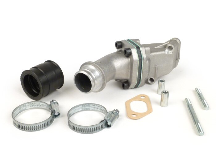 Pipe d’admission - pour clapet -POLINI clapet 2 trous- Vespa V50, PV125 - Ø connexion=30mm (Polini CP 24)