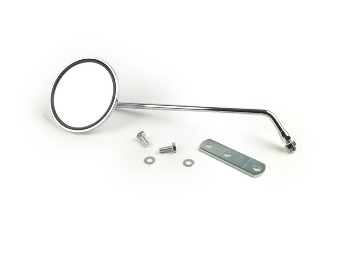 Mirror -VICMA chrome, round, with E-mark- all classic Vespa models - support for handlebar incl. - left hand side