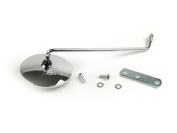 Mirror -VICMA chrome, round, with E-mark- all classic Vespa models - support for handlebar incl. - left hand side