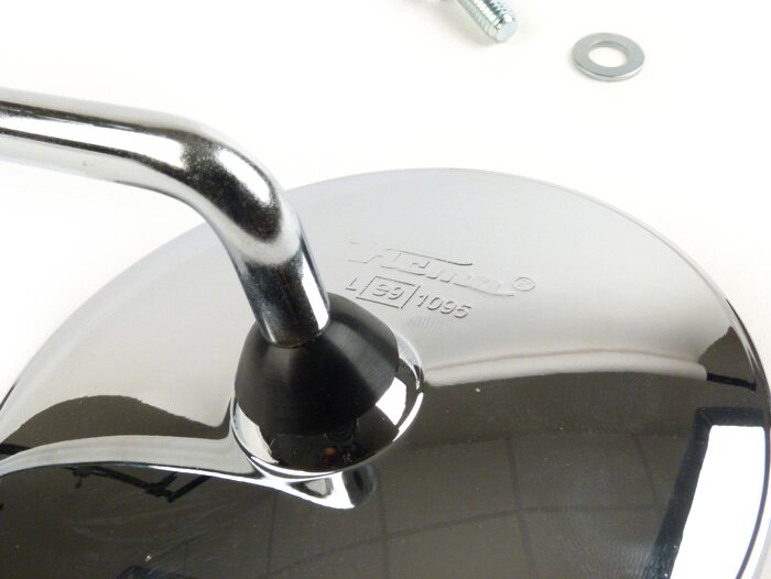Mirror -VICMA chrome, round, with E-mark- all classic Vespa models - support for handlebar incl. - left hand side