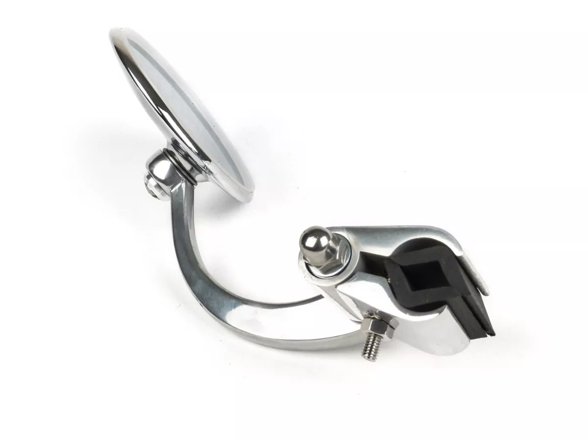 Espejo -STADIUM espejo con abrazadera para escudo de piernas - Vespa/Lambretta classic - acero inoxidable/aluminio, redondo - izquierdo