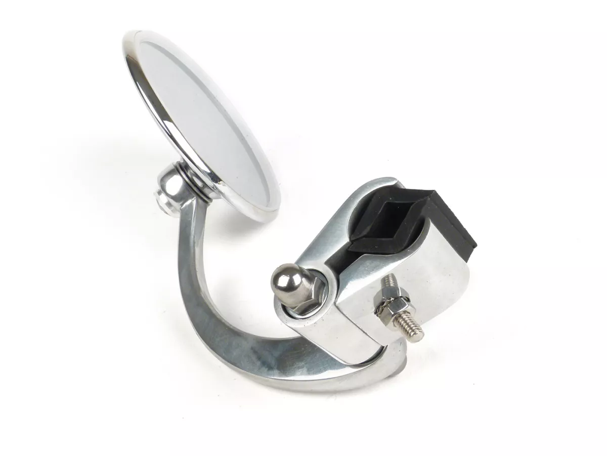 Espejo -STADIUM espejo con abrazadera para escudo de piernas - Vespa/Lambretta classic - acero inoxidable/aluminio, redondo - izquierdo