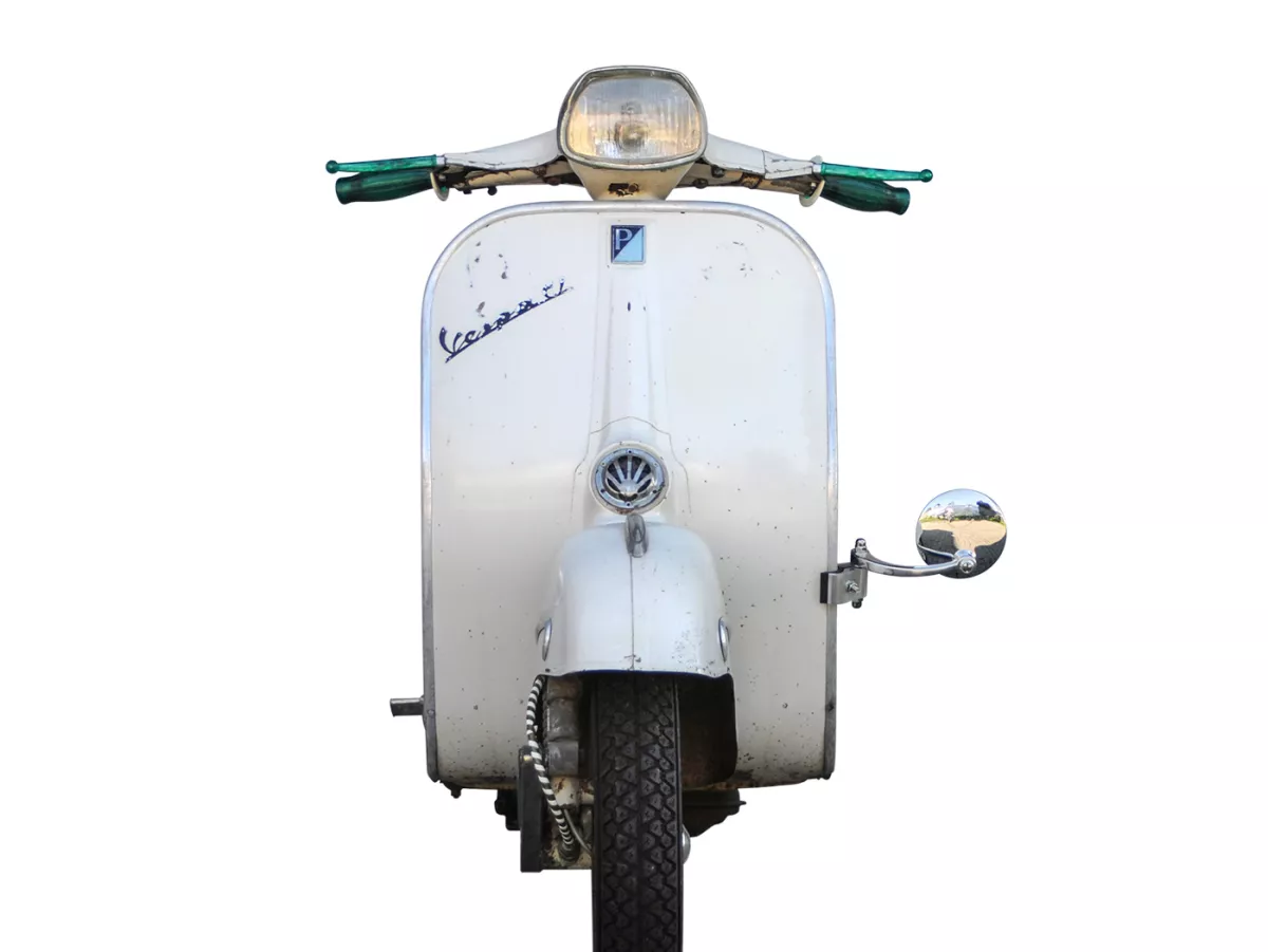 Espejo -STADIUM espejo con abrazadera para escudo de piernas - Vespa/Lambretta classic - acero inoxidable/aluminio, redondo - izquierdo