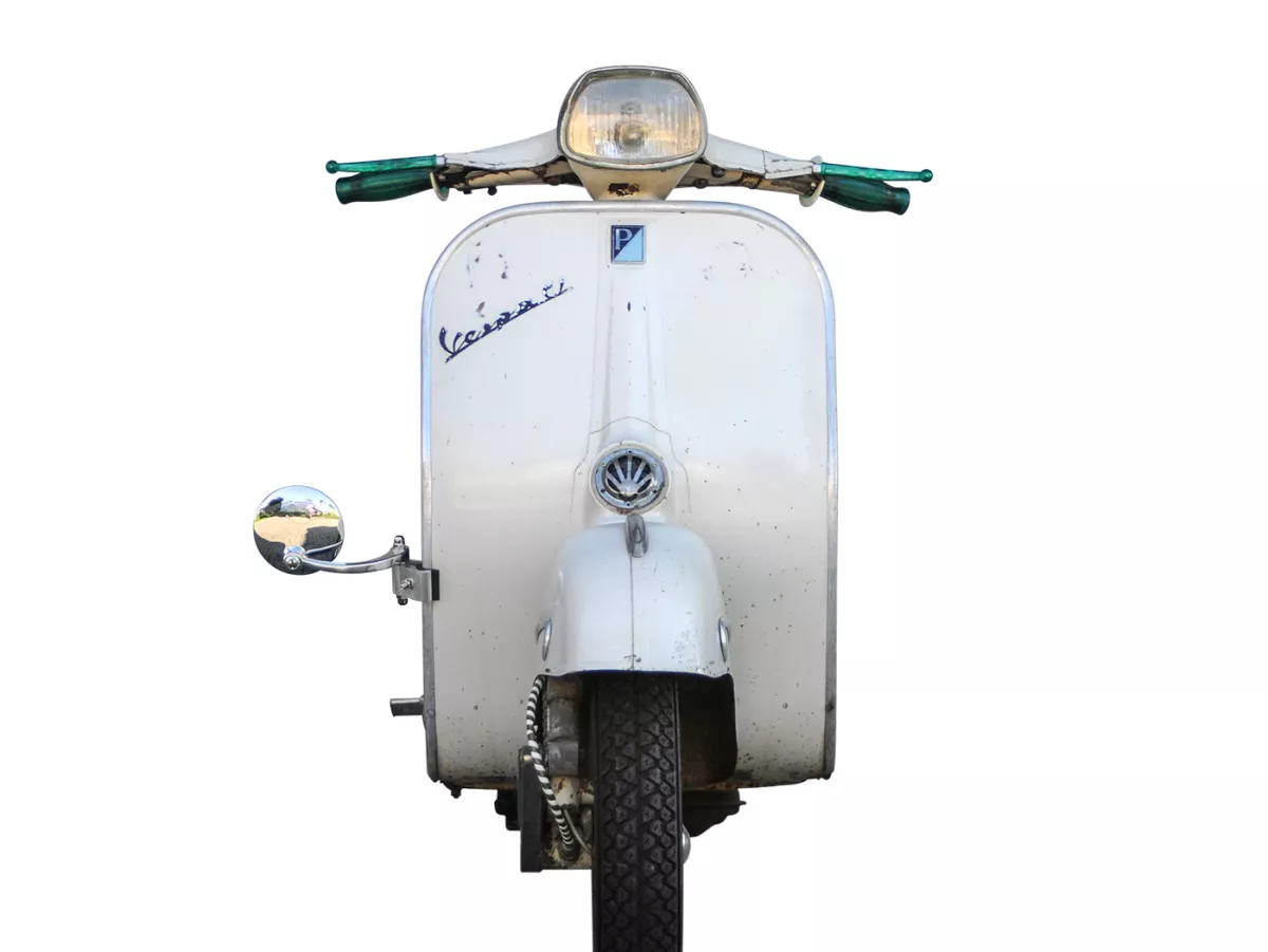 Mirror -STADIUM leg shield clamp mirror - Vespa/Lambretta classic - stainless steel/aluminium, round - right