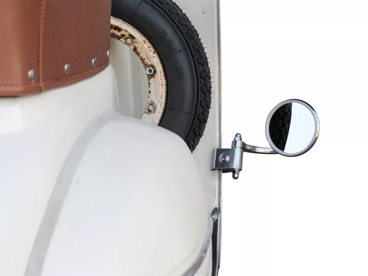 Mirror -STADIUM leg shield clamp mirror - Vespa/Lambretta classic - stainless steel/aluminium, round - right
