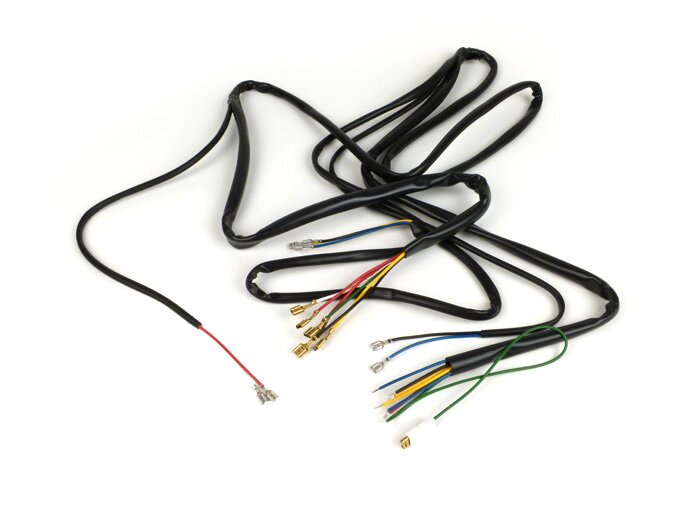 Ledningsnät -GRABOR- Vespa PX old (Italien),1977-1981, 6V elektronisk tändning, utan spänningsregulator, utan batteri, utan blinkers, horn AC (summer), tändningsbasplatta med 5 kablar