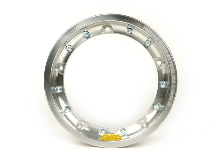 Hjul -PINASCO, V2.0, slanglös 2.10-10 tum aluminium, delad- Vespa (typ PX) - Vespa Smallframe V50, 50N, Special, PV, ET3, PK50-125 (S/XL/XL2), Largeframe PX, T5, Sprint, Rally, GT/GTR, LML Star, Deluxe - polerad aluminium