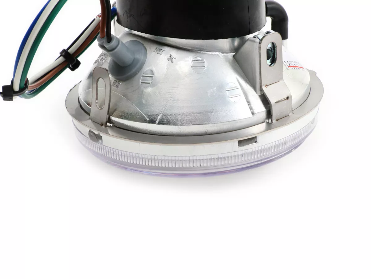 Optique de phare -UNIVERSEL cabochon pas strié- Ø=120mm - 12V 35/35W HS1 (H4) - Vespa PV125 (VMA1T, VMA2T), ET3 (VMB1T), Super (VNC1T, VBC1T), SS50 (V5SS1T), SS90 (V9SS1T)