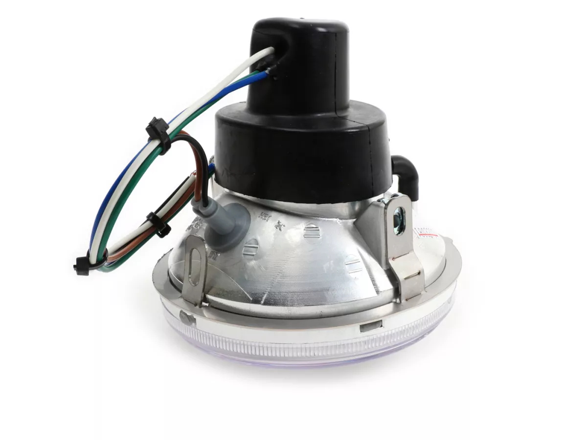 Optique de phare -UNIVERSEL cabochon pas strié- Ø=120mm - 12V 35/35W HS1 (H4) - Vespa PV125 (VMA1T, VMA2T), ET3 (VMB1T), Super (VNC1T, VBC1T), SS50 (V5SS1T), SS90 (V9SS1T)