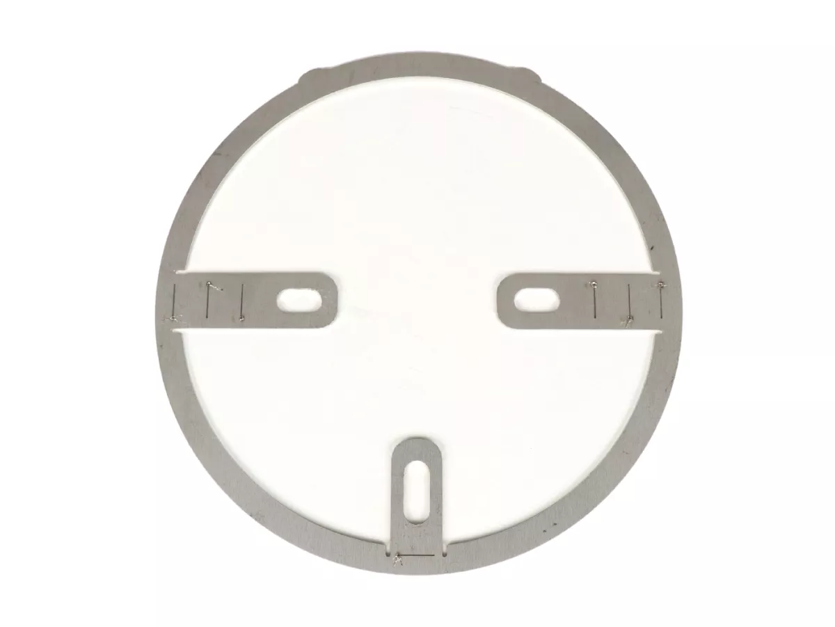 Marco de montaje para faros -UNIVERSAL cristal transparente- Ø=120mm - 12V 35/35W HS1 (H4) - con etiquetado E9 - para montaje en cabezal de dirección Vespa PV125 (VMA1T, VMA2T), ET3 (VMB1T), Super (VNC1T, VBC1T)
