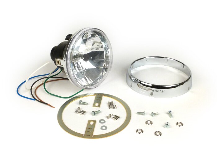 Juego de faros cristal transparente -JOCKEYS 12V 35/35W HS1 (H4)- Lambretta LI (Serie 1), TV (Serie 1)