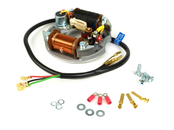 Ignition Vespa base plate for contact ignition with cables, 6V - Main Image