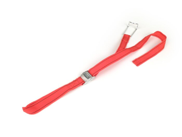 Correa de amarre -BIBIA- L=750mm (75cm), roja, textil, con correas de sujeción, universal para portaequipajes y sujetaequipajes