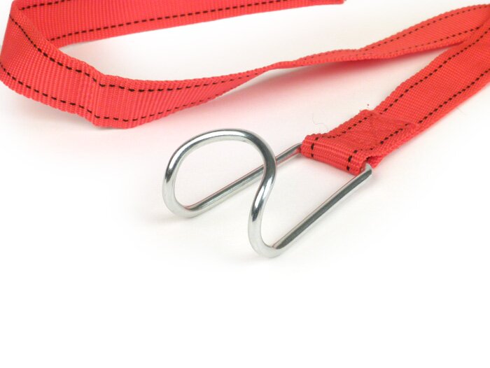 Correa de amarre -BIBIA- L=750mm (75cm), roja, textil, con correas de sujeción, universal para portaequipajes y sujetaequipajes