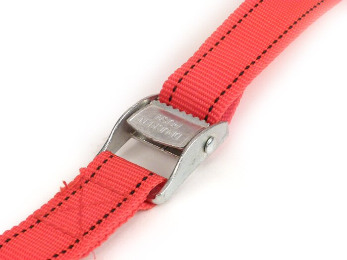 Correa de amarre -BIBIA- L=750mm (75cm), roja, textil, con correas de sujeción, universal para portaequipajes y sujetaequipajes