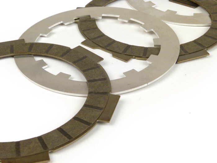 Clutch friction plate set -PLC CORSE SPS- Vespa V50, V90, SS50, SS90, PV125, ET3, PK50, PK80, PK50 S, PK80 S, PK125 S, PK50 XL, PK125 XL, ETS, PK50 HP, PK50 SS