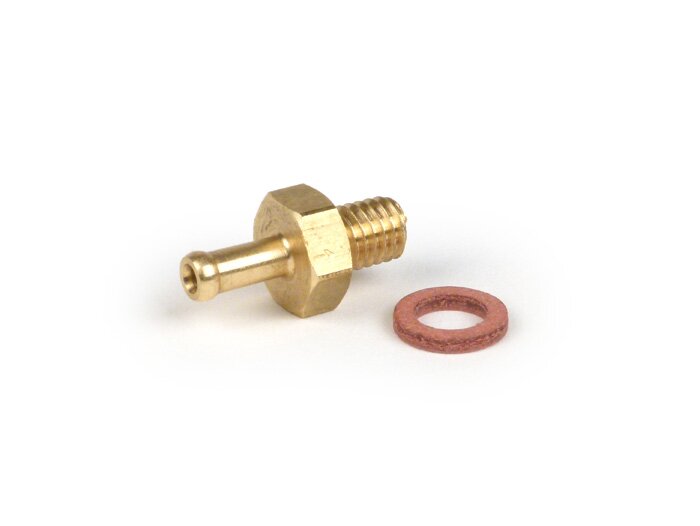 Raccordo per il vuoto -POLINI- M6 x 1,0 (SW=10, Ø interno = 2mm, Ø esterno =3,6mm, lunghezza = 20mm)