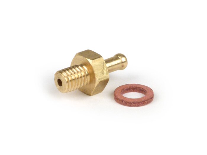 Raccordo per il vuoto -POLINI- M6 x 1,0 (SW=10, Ø interno = 2mm, Ø esterno =3,6mm, lunghezza = 20mm)