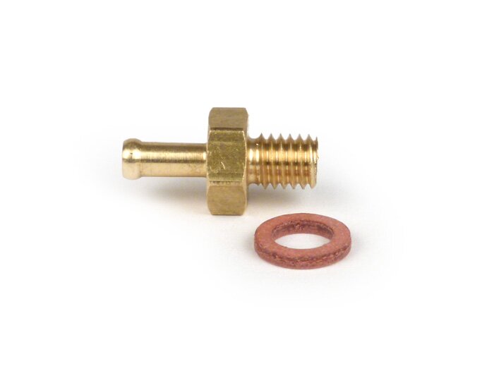 Raccordo per il vuoto -POLINI- M6 x 1,0 (SW=10, Ø interno = 2mm, Ø esterno =3,6mm, lunghezza = 20mm)