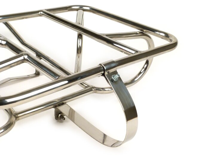 Gepäckträger hinten -LAMBRETTA horizontaler Reserveradhalter- Lambretta LI (Serie 3), LIS, SX, TV (Serie 3), DL, GP - Edelstahl