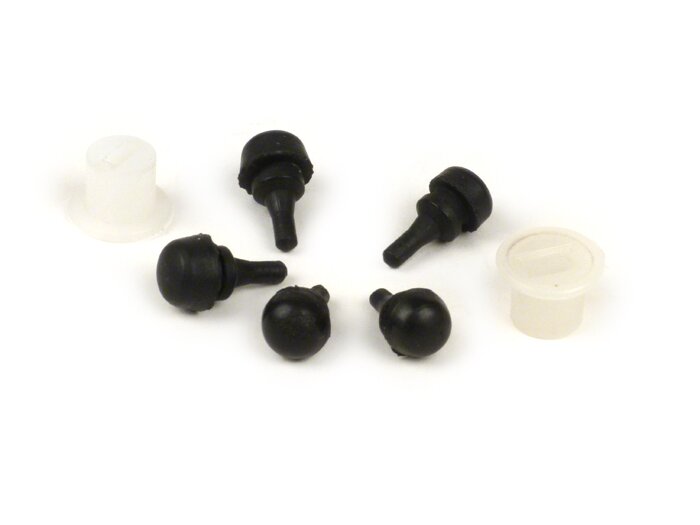 Jeu tampons caoutchouc pour portière moteur incl. palier d'aile -VESPA- V50, V90, SS50, SS90, PV125, ET3 - grande portière moteur