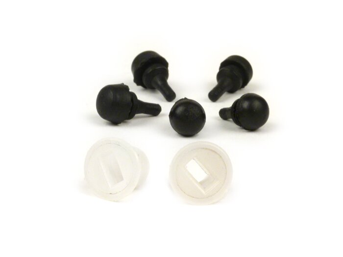 Jeu tampons caoutchouc pour portière moteur incl. palier d'aile -VESPA- V50, V90, SS50, SS90, PV125, ET3 - grande portière moteur