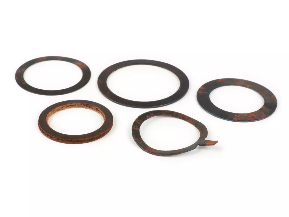 Veerring - ring - gasklepbuis/schakelbuis set van 5 -OEM KWALITEIT Ø=22mm- Vespa VNB3T, VNB4T, VNB5T, VNB6T, VBB, GS 150 (VS2T, VS3T, VS4T, VS5T), GS 160 (VSB1T)