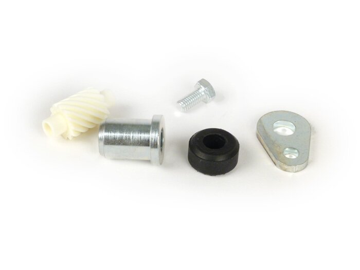 Set cacing speedometer -KUALITAS OEM- Vespa 12 gigi, l = 27mm, persegi 2.7mm, putih (digunakan pada Vespa PX (hingga tahun 1984))